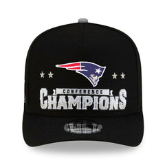 New England Patriots New Era 2025 AFC Champions Locker Room Trophy Collection A-Frame 9FIFTY Snapback Hat - Black Hats