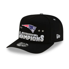 New England Patriots New Era 2025 AFC Champions Locker Room Trophy Collection A-Frame 9FIFTY Snapback Hat - Black Hats