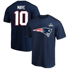 Drake Maye New England Patriots Super Bowl LX Patch Big & Tall Name & Number T-Shirt - Navy T-shirts