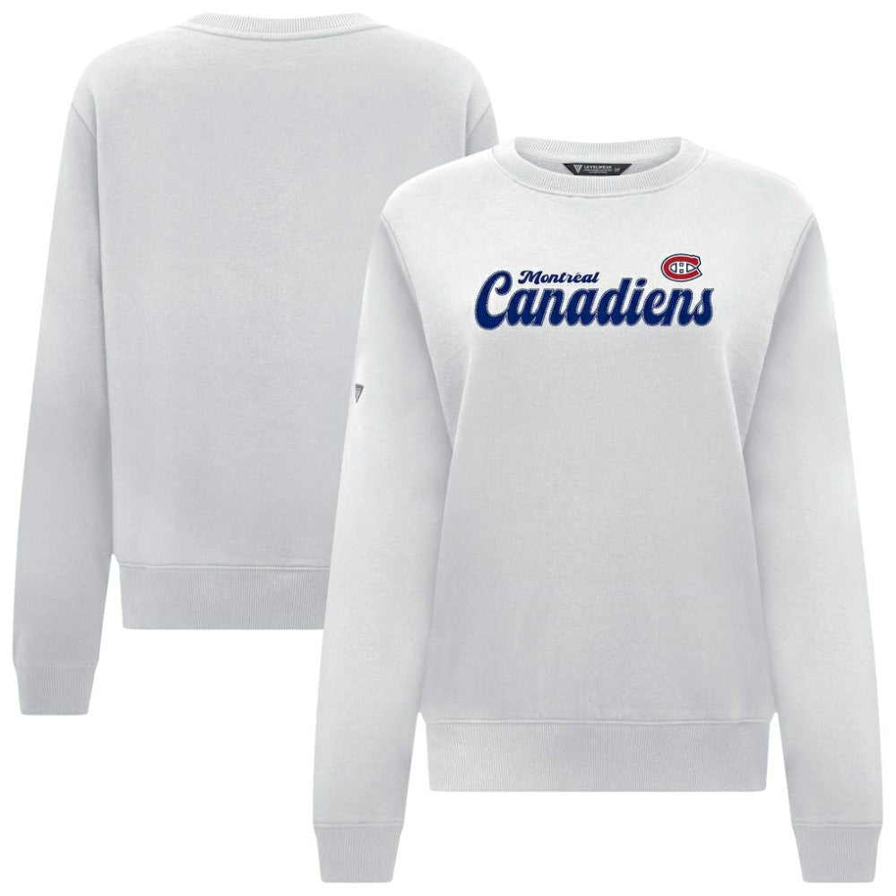 Montreal Canadiens Levelwear Women's Yvette Big Script Tri-Blend Sweatshirt - White | US 203809131