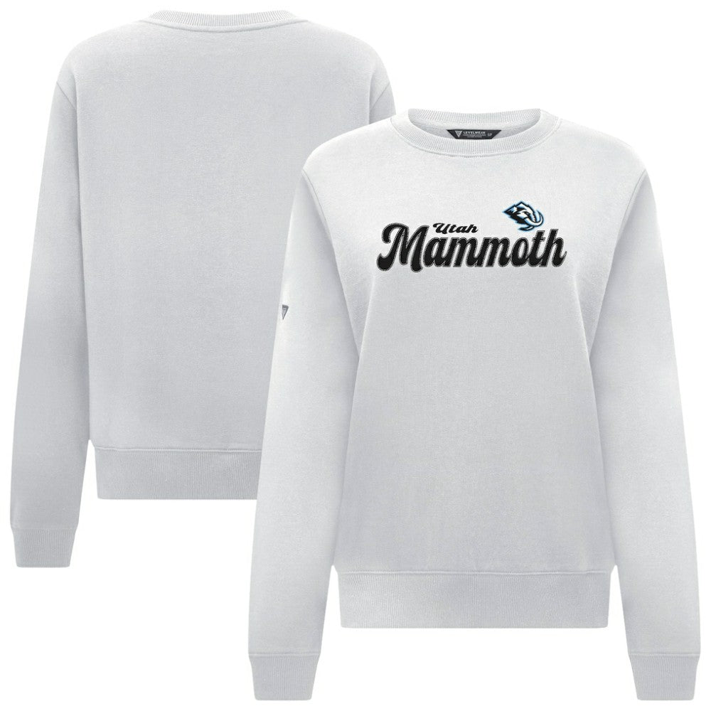 Utah Mammoth Levelwear Women's Yvette Big Script Tri-Blend Sweatshirt - White | US 203809135