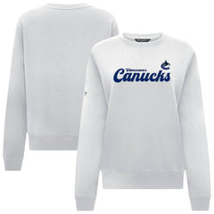 Vancouver Canucks Levelwear Women's Yvette Big Script Tri-Blend Sweatshirt - White | US 203809136