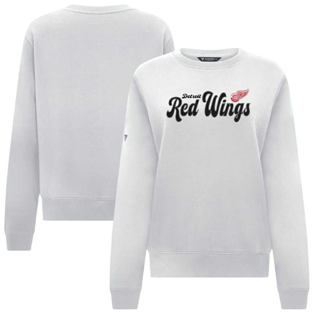 Detroit Red Wings Levelwear Women's Yvette Big Script Tri-Blend Sweatshirt - White | US 203809143