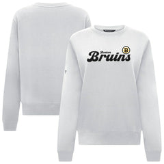 Boston Bruins Levelwear Women's Yvette Big Script Tri-Blend Sweatshirt - White | US 203809145