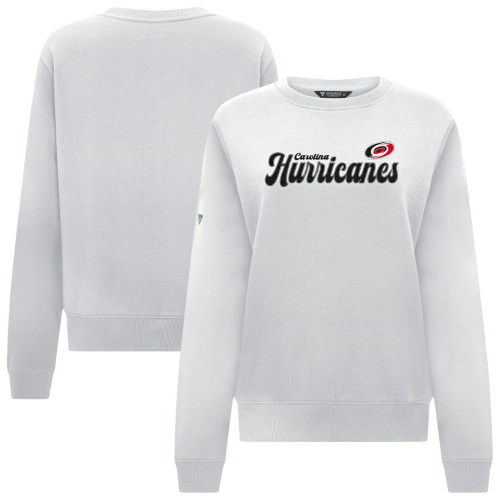 Carolina Hurricanes Levelwear Women's Yvette Big Script Tri-Blend Sweatshirt - White | US 203809148
