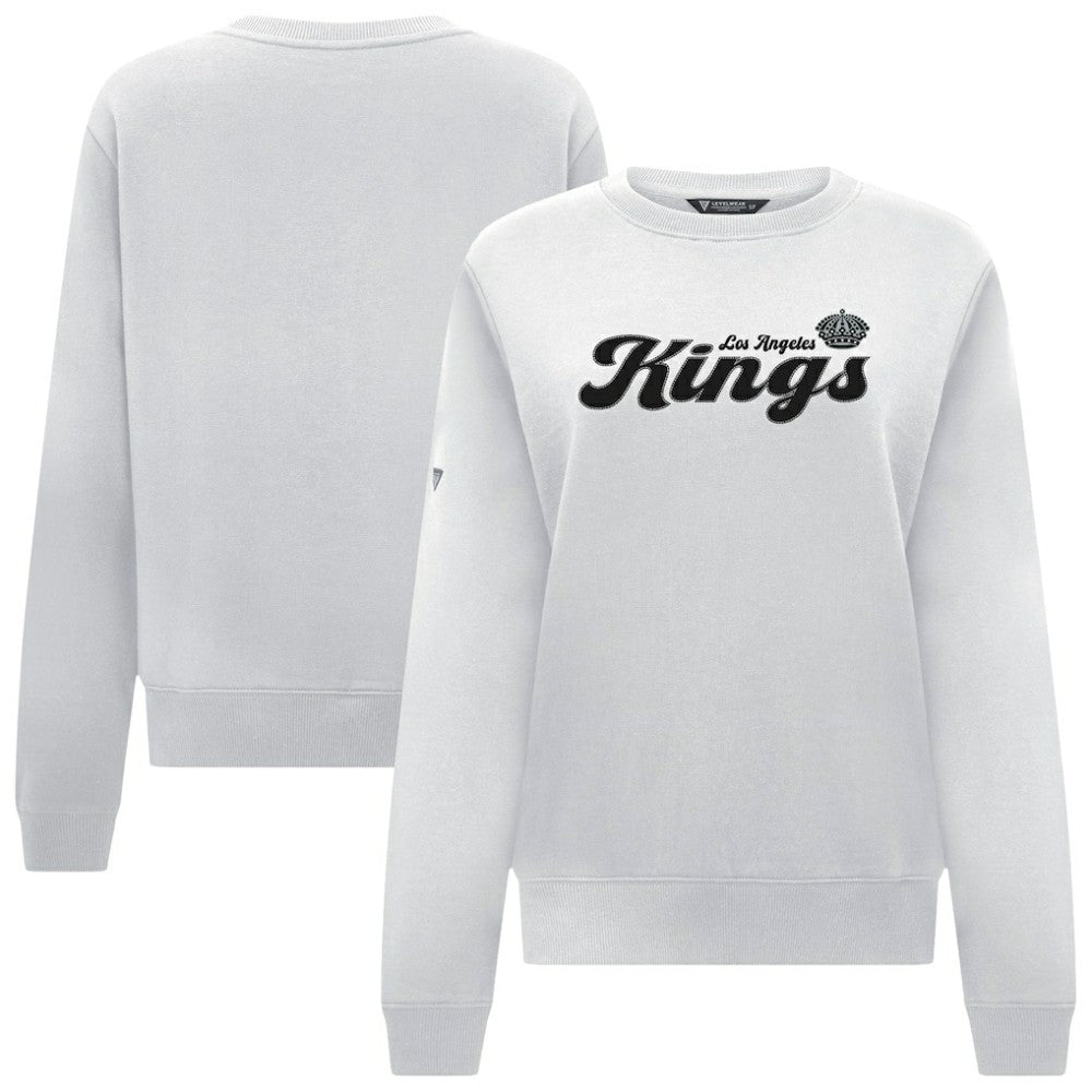 Los Angeles Kings Levelwear Women's Yvette Big Script Tri-Blend Sweatshirt - White | US 203809150