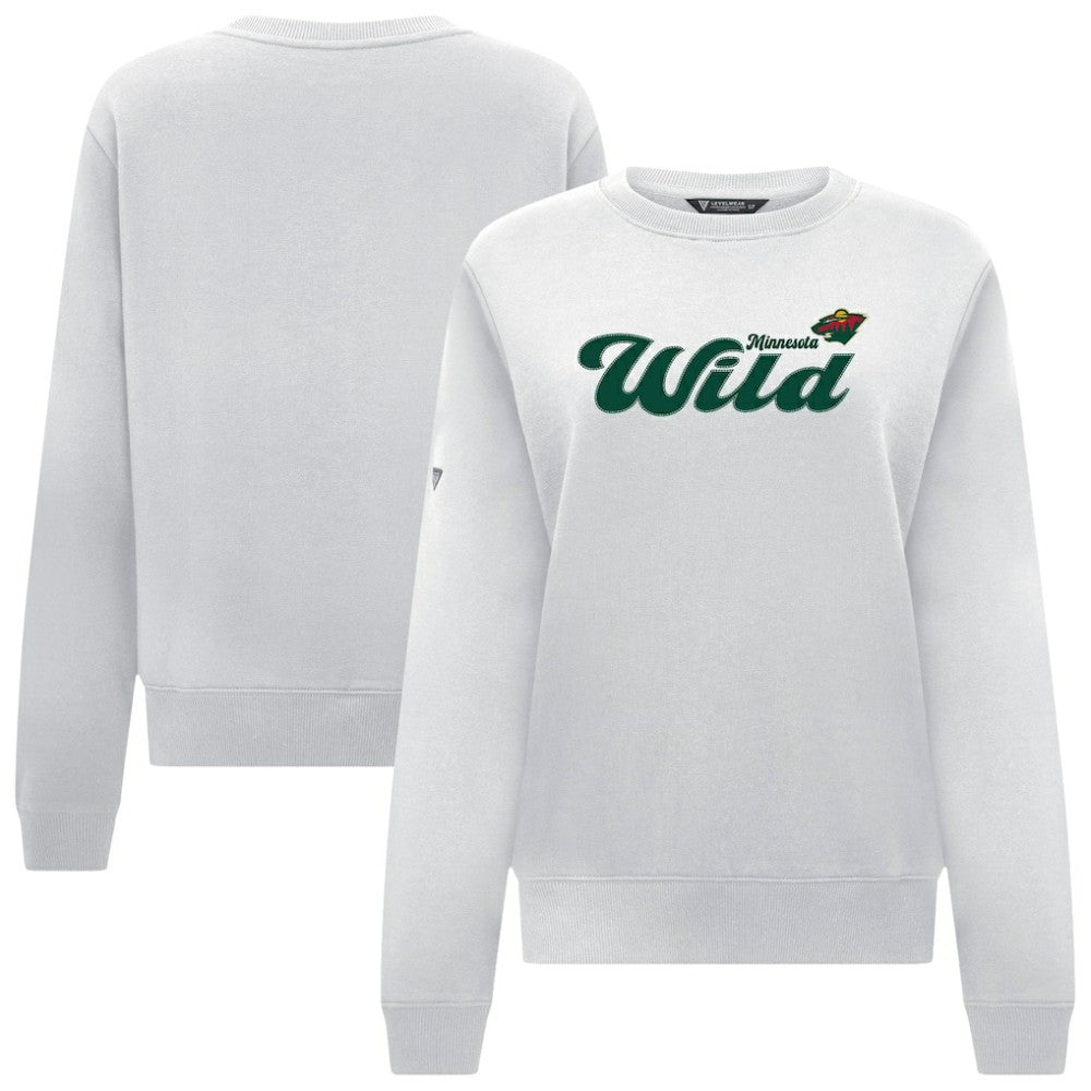 Minnesota Wild Levelwear Women's Yvette Big Script Tri-Blend Sweatshirt - White | US 203809151
