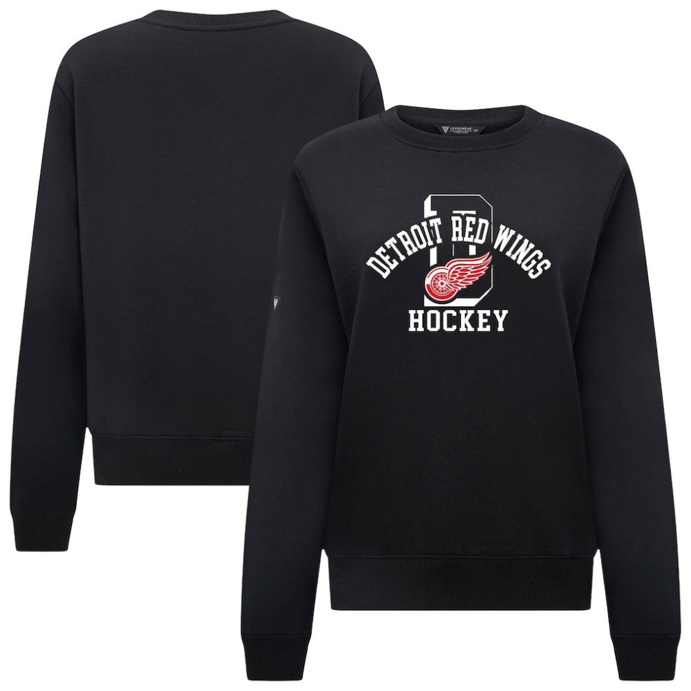 Detroit Red Wings Levelwear Women's Yvette Limelight Big Letter Sweatshirt - Black | US 203809162