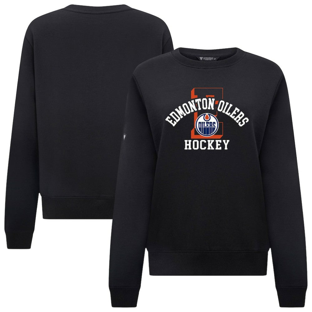 Edmonton Oilers Levelwear Women's Yvette Limelight Big Letter Sweatshirt - Black | US 203809163