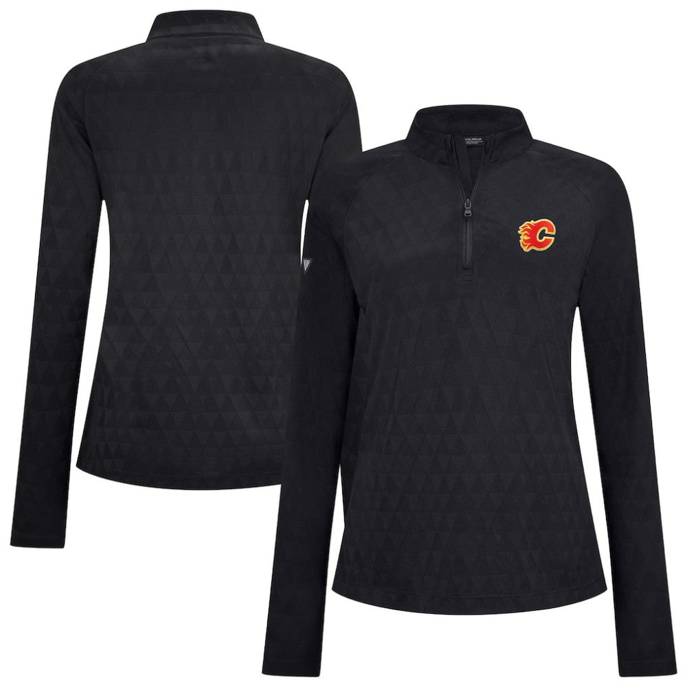 Calgary Flames Levelwear Women's Spike Raglan Quarter-Zip Top - Black | US 203809217