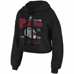 New England Patriots WEAR by Erin Andrews Women's Super Bowl LX Cropped Hoodie - Black Hoodies
