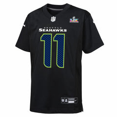 Jaxon Smith-Njigba Seattle Seahawks Youth Super Bowl LX Patch Carbon Fashion Game Jersey - Black Jerseys