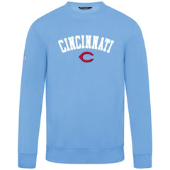 Cincinnati Reds Levelwear Zane Felt Arch Pullover Sweatshirt - Light Blue Pullover