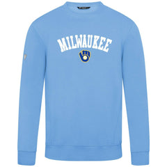 Milwaukee Brewers Levelwear Zane Felt Arch Pullover Sweatshirt - Light Blue Pullover
