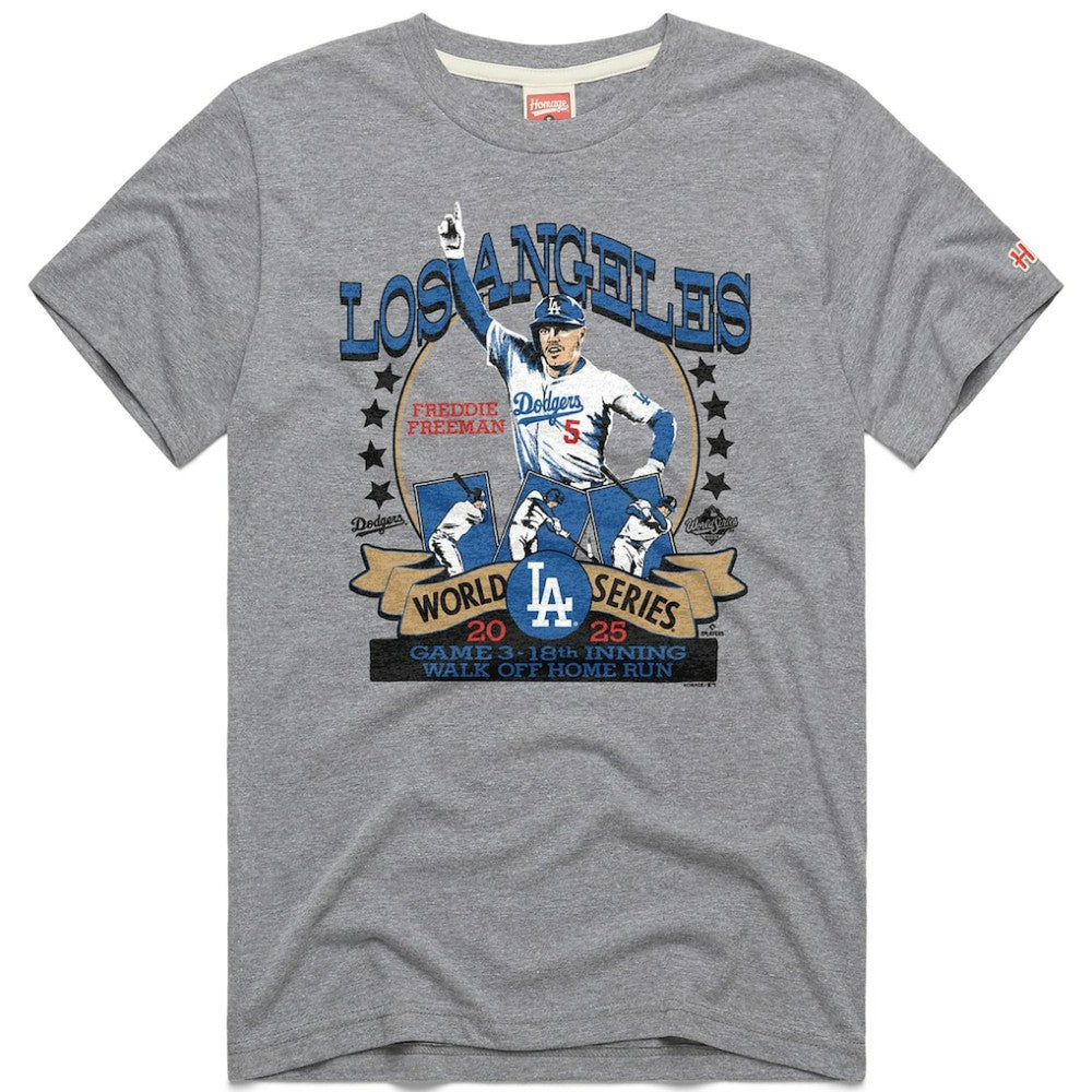Freddie Freeman Los Angeles Dodgers Homage Unisex 2026 Gold Collection Walk Off Tri-Blend T-Shirt - Gray T-shirts