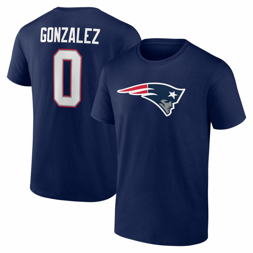 Christian Gonzalez New England Patriots Icon Name & Number T-Shirt - Navy T-shirts