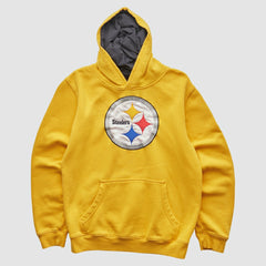 Pittsburgh Steelers NFL 2000s Hooded Pullover Sweatshirt - Yellow Pullover