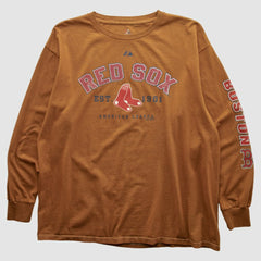 Boston Red Sox Majestic 2000s Long Sleeve T-shirt - Brown - Vintage T-shirts