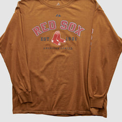 Boston Red Sox Majestic 2000s Long Sleeve T-shirt - Brown - Vintage T-shirts