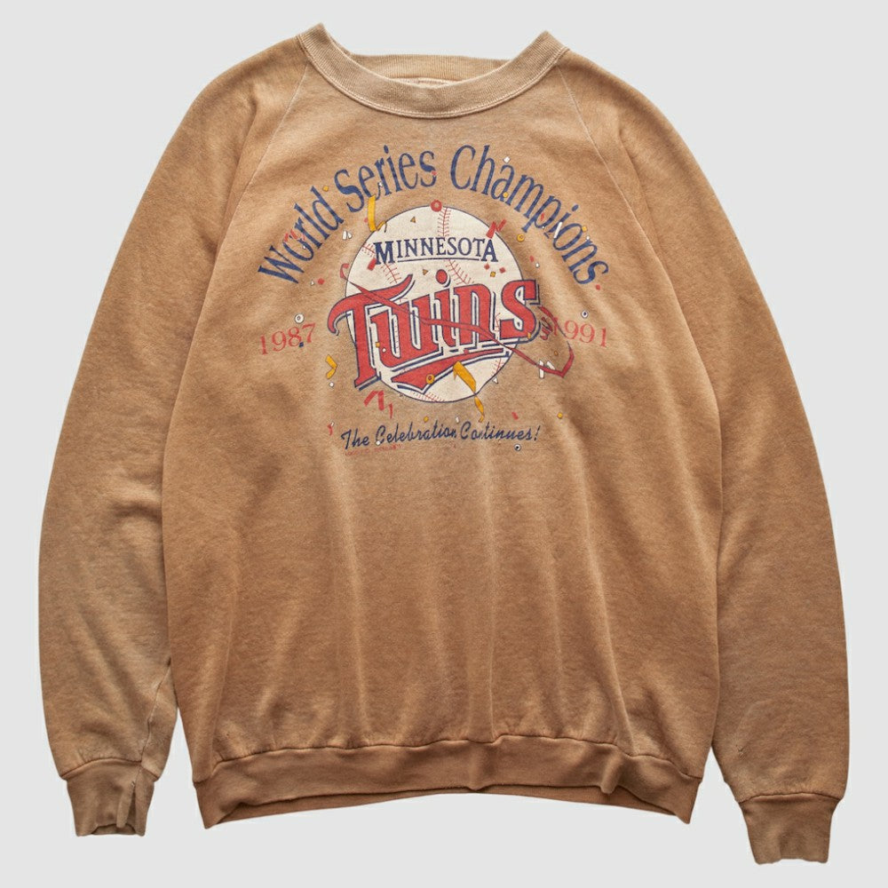 Minnesota Twins 1991 Pullover Sweatshirt - Tan - Vintage Pullover