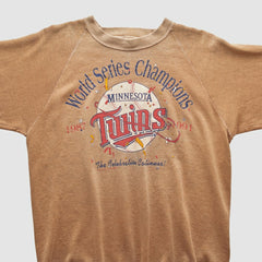Minnesota Twins 1991 Pullover Sweatshirt - Tan - Vintage Pullover