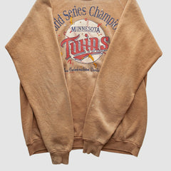 Minnesota Twins 1991 Pullover Sweatshirt - Tan - Vintage Pullover