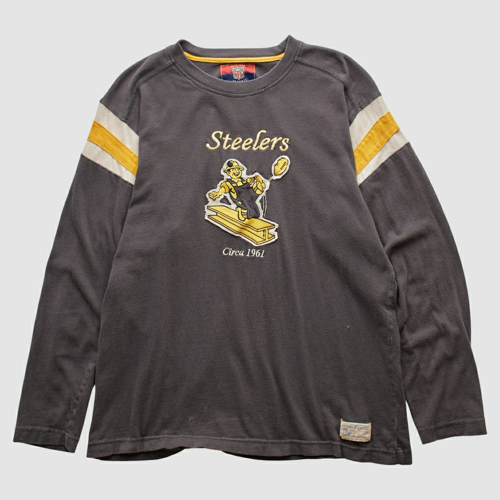 Pittsburgh Steelers Reebok 2000s Long Sleeve T-shirt - Charcoal T-shirts