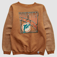 Miami Dolphins Logo 7 90s Pullover Sweatshirt - Brown Pullover