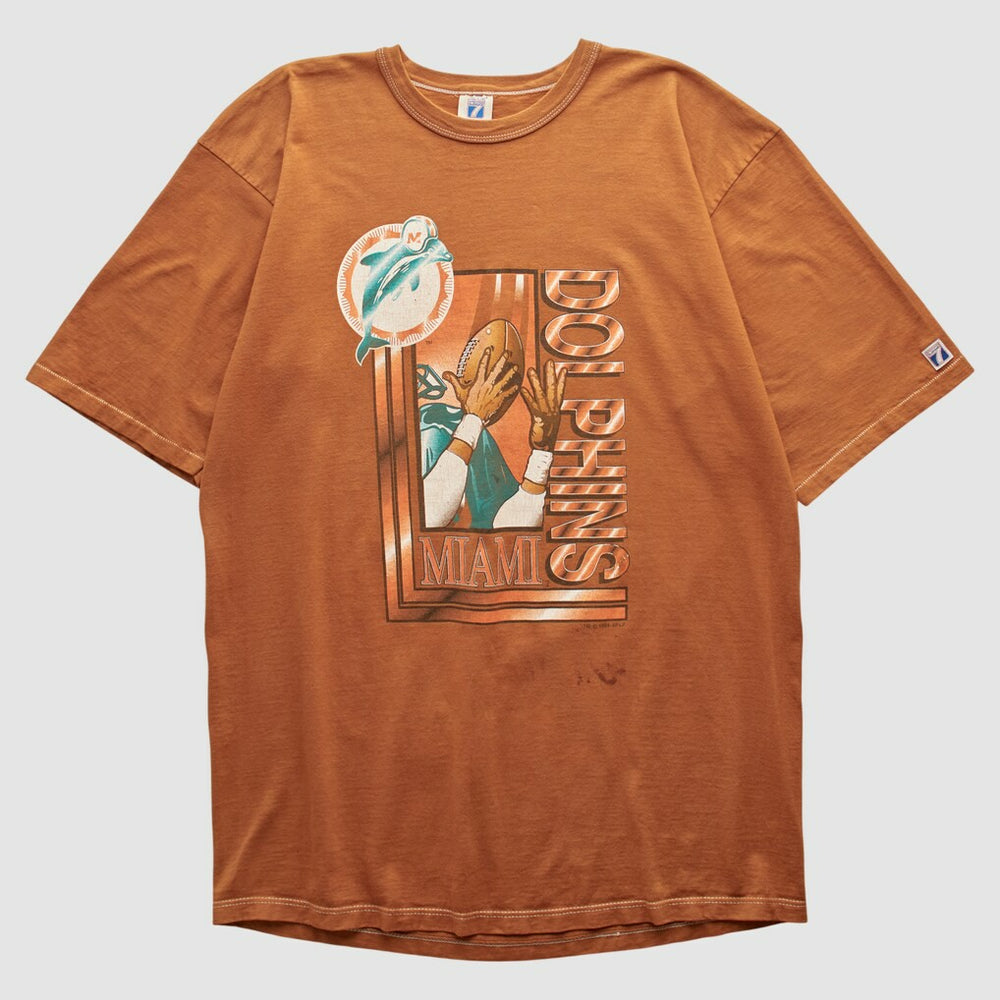Miami Dolphins Logo 7 90s T-shirt - Orange T-shirts
