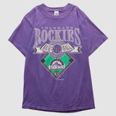 Colorado Rockies Logo 7 1994 T-shirt - Purple - Vintage T-shirts