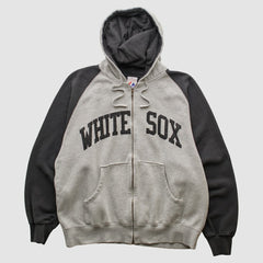 Chicago White Sox Majestic 2000s Hooded Full Zip Sweatshirt - Heather Gray - Vintage Sweatshirts