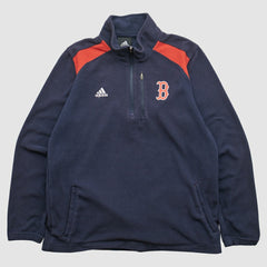 Boston Red Sox Adidas 2010s 1/4 Zip Sweatshirt - Navy - XVintage Sweatshirts