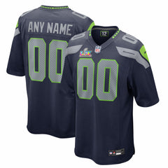 Seattle Seahawks Super Bowl LX Patch Custom Game Jersey - College Navy Jerseys