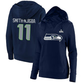 Jaxon Smith-Njigba Seattle Seahawks Women's Super Bowl LX Champions Plus Size Name & Number Fleece Hoodie - College Navy Hoodies