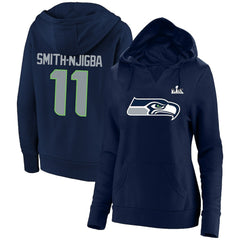 Jaxon Smith-Njigba Seattle Seahawks Women's Super Bowl LX Champions Plus Size Name & Number Fleece Hoodie - College Navy Hoodies