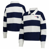 New England Patriots '47 Women's Clubhouse Hall Raven Rugby Long Sleeve T-Shirt - Navy/White T-shirts