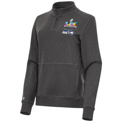 Seattle Seahawks Antigua Women's Super Bowl LX Champions Crush Quarter-Zip Pullover - Charcoal Pullover