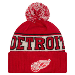 Detroit Red Wings New Era Retro Cuffed Knit Hat with Pom - Red | US 203847679