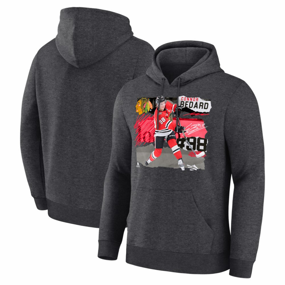 Connor Bedard Chicago Blackhawks Fresh Ice Hoodie - Charcoal | US 203847710