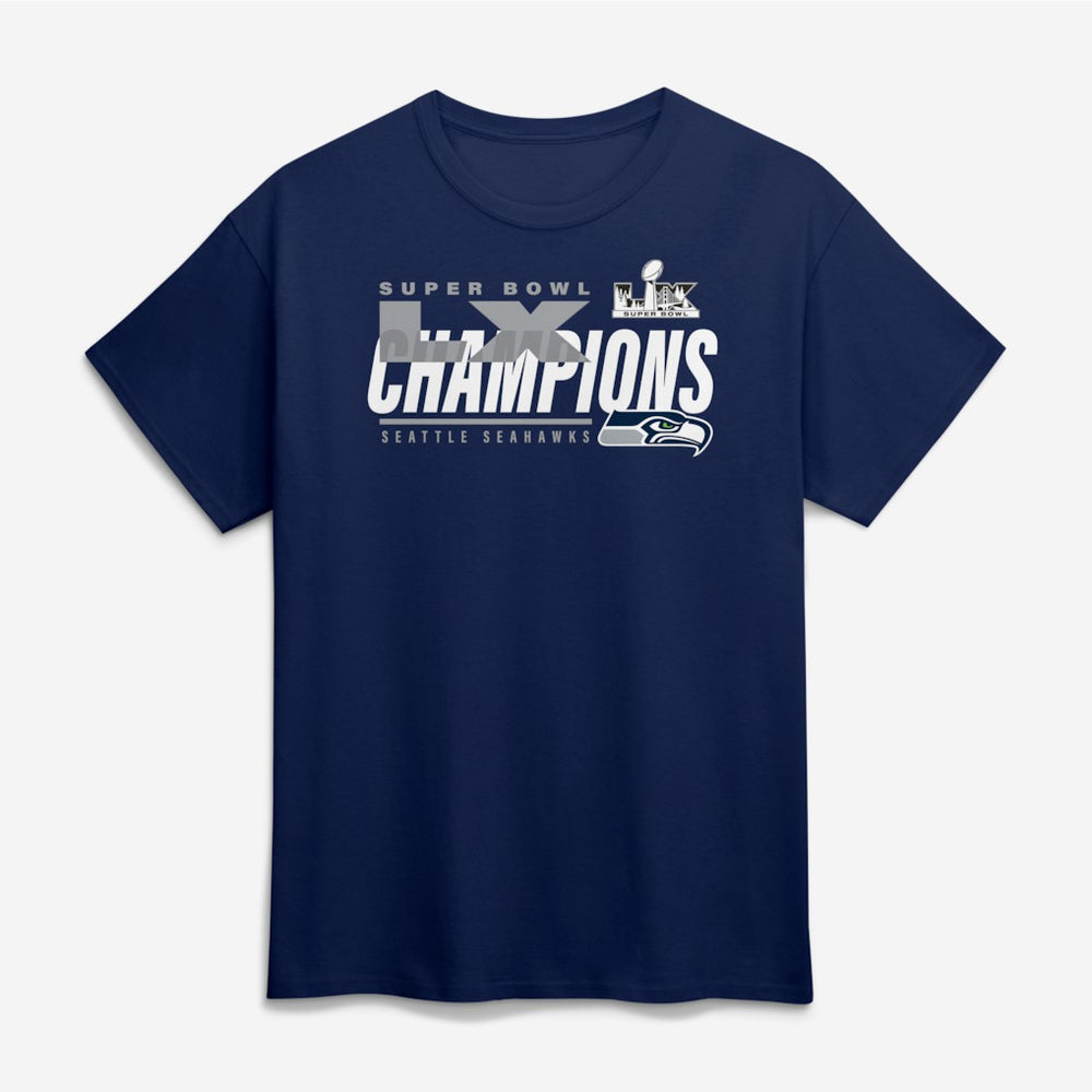 Seattle Seahawks Super Bowl LX Champions Big & Tall Iconic Victory T-Shirt - College Navy T-shirts