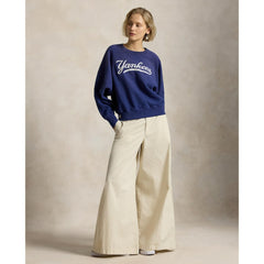 Yankees Polo Ralph Lauren Women's Vintage Knit Sweatshirt - Navy Sweatshirts