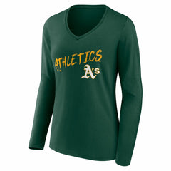 Athletics Women's Hustle Personalized Name & Number Long Sleeve V-Neck T-Shirt - Green T-shirts