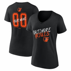 Baltimore Orioles Women's Hustle Personalized Name & Number V-Neck T-Shirt - Black T-shirts