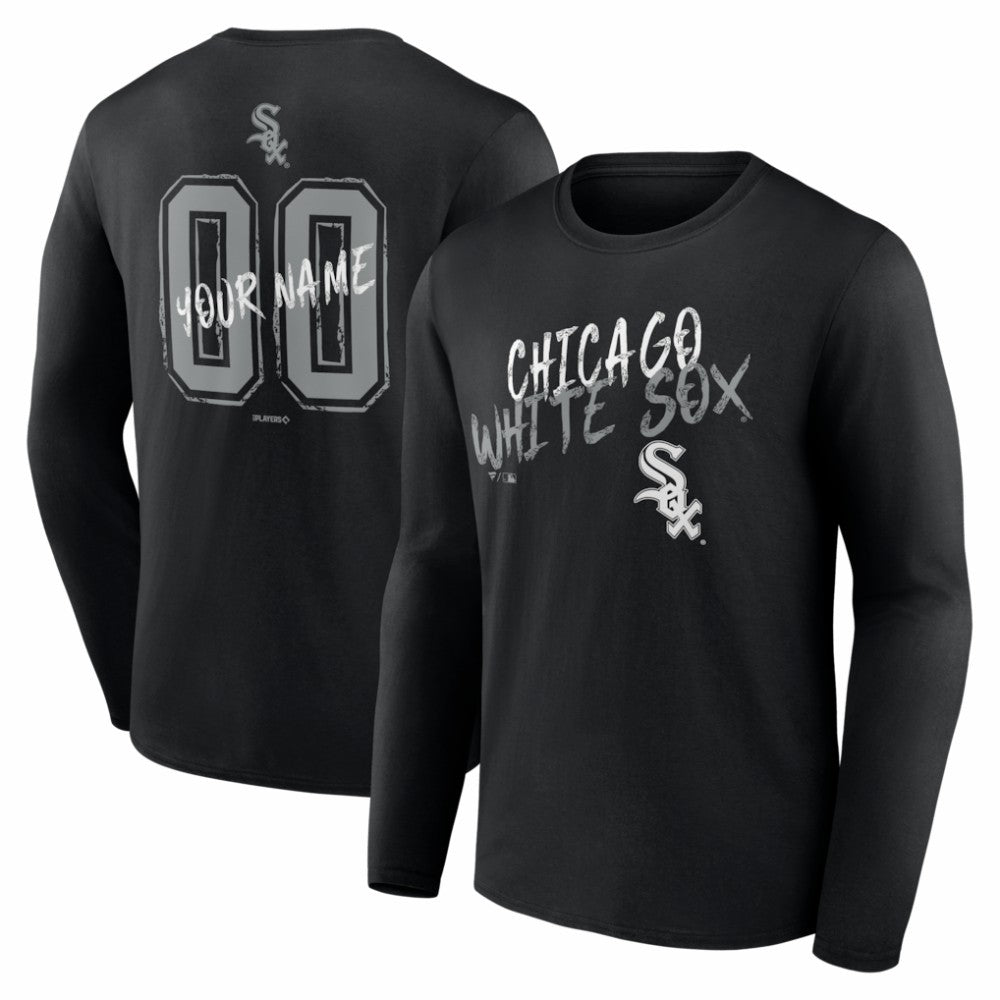 Chicago White Sox Hustle Personalized Name & Number Long Sleeve T-Shirt - Black T-shirts