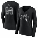 Chicago White Sox Women's Hustle Personalized Name & Number Long Sleeve V-Neck T-Shirt - Black T-shirts