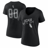 Chicago White Sox Women's Hustle Personalized Name & Number V-Neck T-Shirt - Black T-shirts