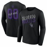 Colorado Rockies Hustle Personalized Name & Number Long Sleeve T-Shirt - Black T-shirts