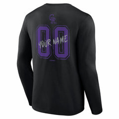 Colorado Rockies Hustle Personalized Name & Number Long Sleeve T-Shirt - Black T-shirts