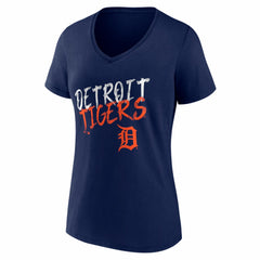 Detroit Tigers Women's Hustle Personalized Name & Number V-Neck T-Shirt - Navy T-shirts