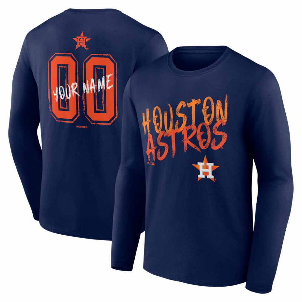 Houston Astros Hustle Personalized Name & Number Long Sleeve T-Shirt - Navy T-shirts